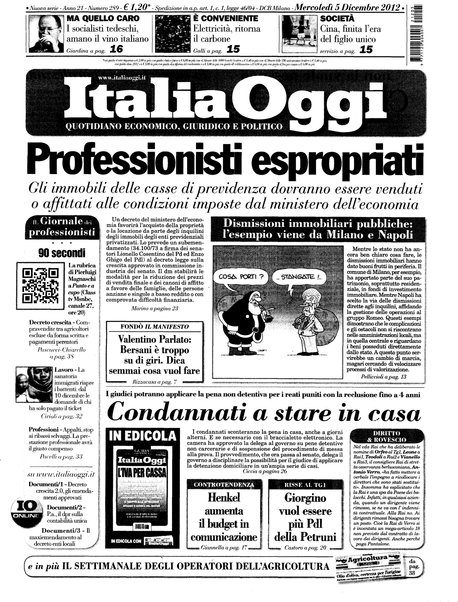 Italia oggi : quotidiano di economia finanza e politica